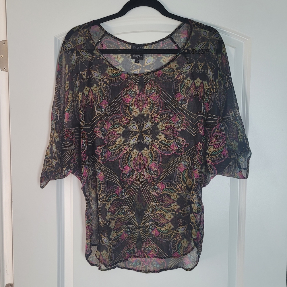 Ella Moss | Black Sheer Paisley Blouse